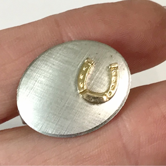 Vintage Swank Tie Clip with Horseshoe Equestrian Gold Silver Tone Men's Vintage - Picture 3 of 11